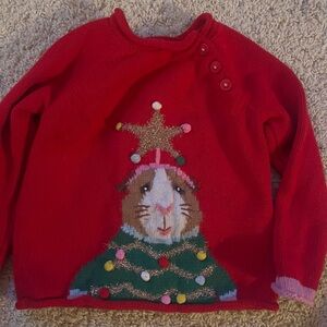Mini Boden Festive Red Sweater with Guinea Pig Design